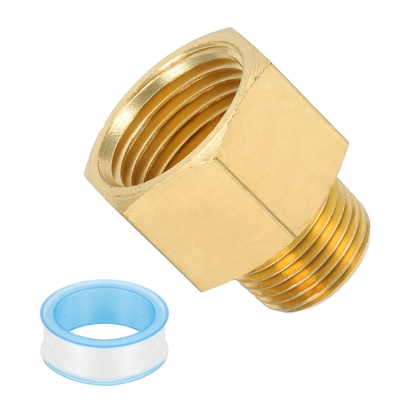 Uxcell 3/8" NPT Male x 1/2" NPT Female Brass Pipe Fitting with Tape - 1Pcs