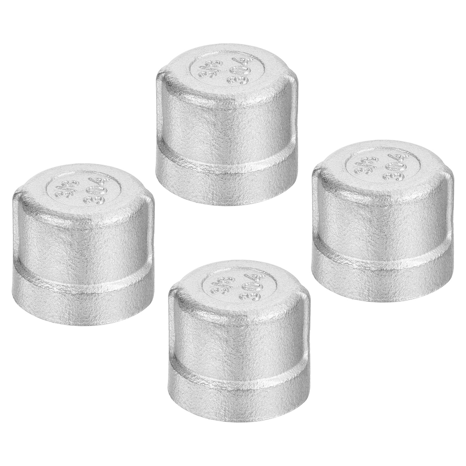 Uxcell 3/8" NPT Pipe Fitting Cap, 4 Pack Stainless Steel Pipe Cap for