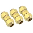 thumbnail image 1 of Uxcell 3/8" OD Brass Flare Union Connector, 3 Set Copper Double Pipe Extension Fitting with Nut, 1.52x0.63", 1 of 6