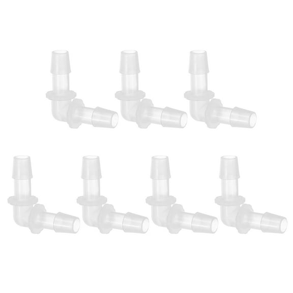 Uxcell 3/8" Plastic Hose Barb 90 Degree Elbow 7 Pack Barb Fittings 2 Way Equal Barbed Joint Splicer Mender Adapter Union Adapter