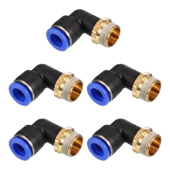 Uxcell 3/8" Push to Connect Fitting 5 Pack PT Male Thread 90 Degree Connect 10mm Tubing Elbow Adapter