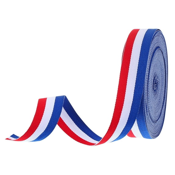 Uxcell 1" Red White Blue Striped Grosgrain Ribbon 25 Yard Polyester Stripe Ribbon