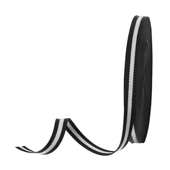 Uxcell 3/8" Black White Striped Grosgrain Ribbon 25 Yard Polyester Stripe Ribbon
