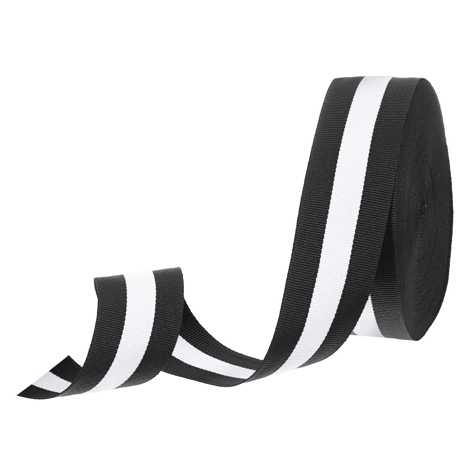 Uxcell 1-5/8" Black White Striped Grosgrain Ribbon 25 Yard Polyester Stripe Ribbon