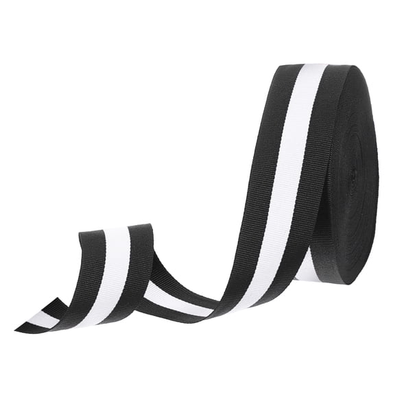 Uxcell 1-5/8" Black White Striped Grosgrain Ribbon 25 Yard Polyester Stripe Ribbon