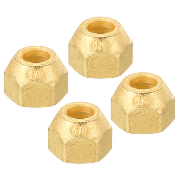 Uxcell 3/8 SAE Thread Brass Flare Cap 45 Degree Flared Tube Fitting Nut Hydraulic Pipe Fitting Matte 4 Pack