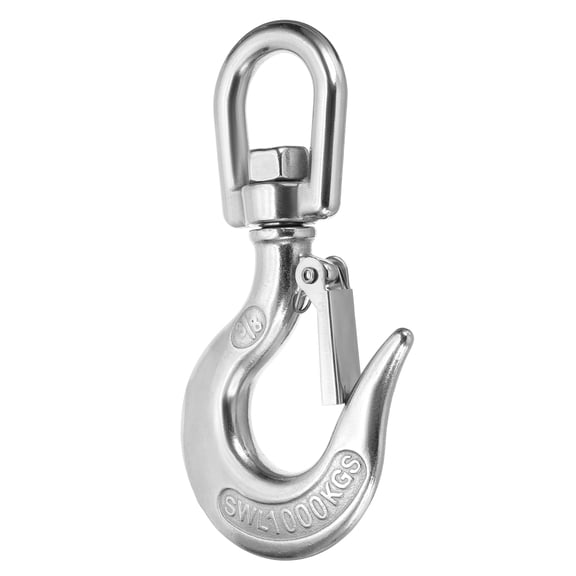 Uxcell 3/8" Slip Hook, 304 Stainless Steel Swivel Lifting Hook 2204 lbs Capacity Rotatable Chain Clevis Hooks Safety Chain Hooks for Crane, Fishing Boat, Port Transportation
