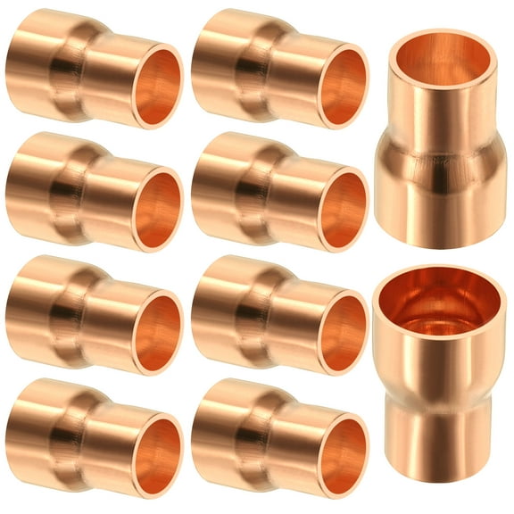 Uxcell 3/8" to 1/4" Nominal Size Copper Reducer Reducing Coupling Pressure Fitting Pipe Tube Connector 10pcs
