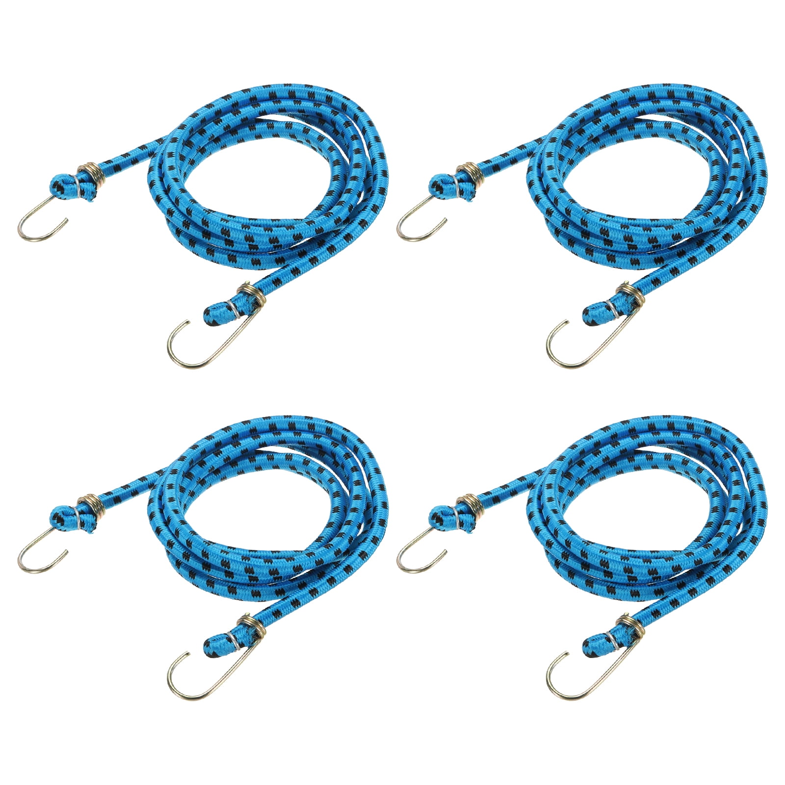 Uxcell 3/8" x 3.3ft Marine Grade Bungee Cord with Hooks, 4Pcs Rubber Heavy Duty Outdoor Elastic Straps Kayak Stretch String Rope for Securing Luggage Moving Cargo, Blue