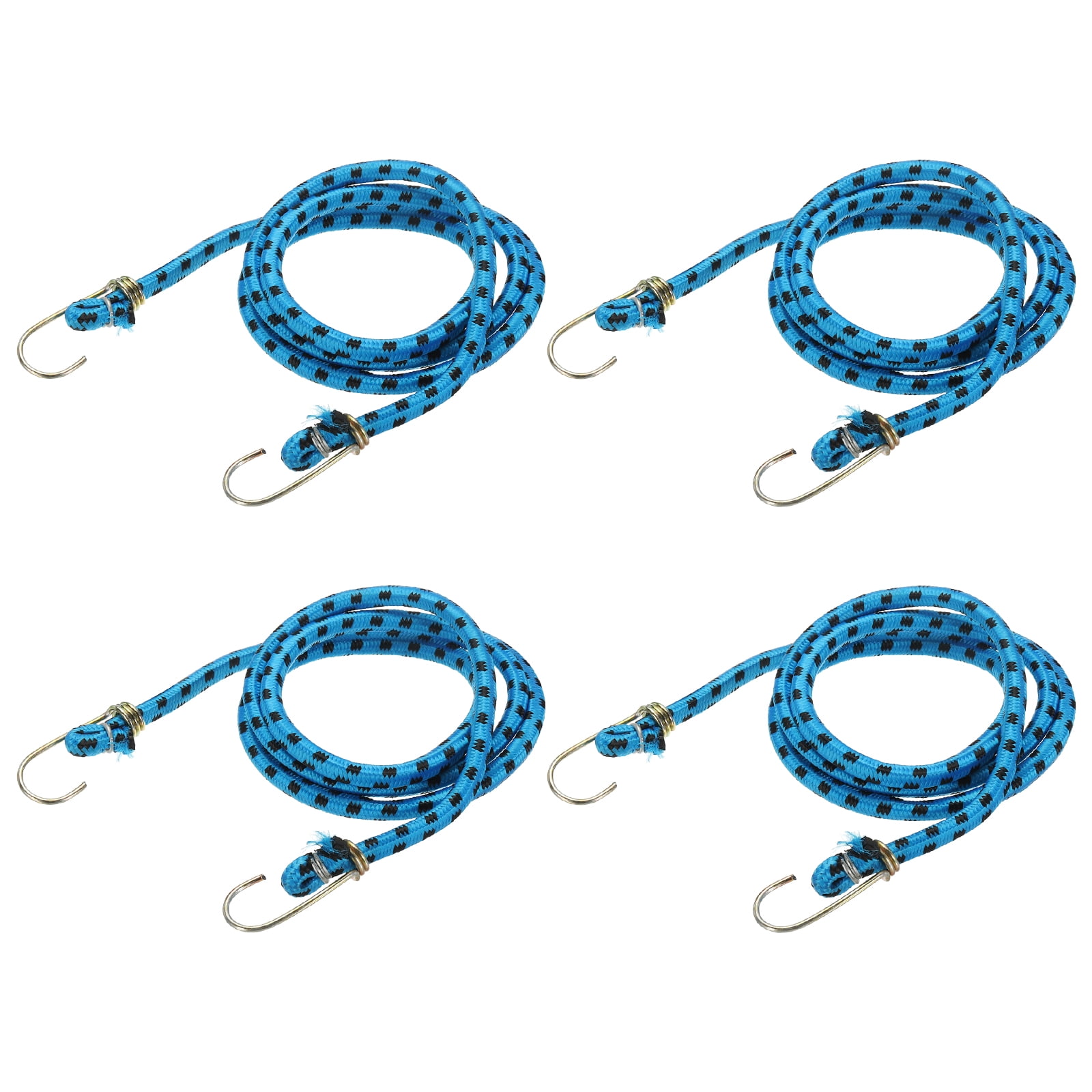 Uxcell 3/8" x 4.9ft Marine Grade Bungee Cord with Hooks, 4Pcs Rubber Heavy Duty Outdoor Elastic Straps Kayak Stretch String Rope for Securing Luggage Moving Cargo, Blue