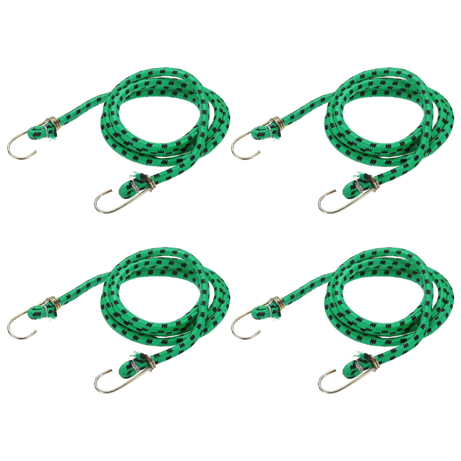 Uxcell 3/8" x 4.9ft Marine Grade Bungee Cord with Hooks, 4Pcs Rubber Heavy Duty Outdoor Elastic Straps Kayak Stretch String Rope for Securing Luggage Moving Cargo, Green