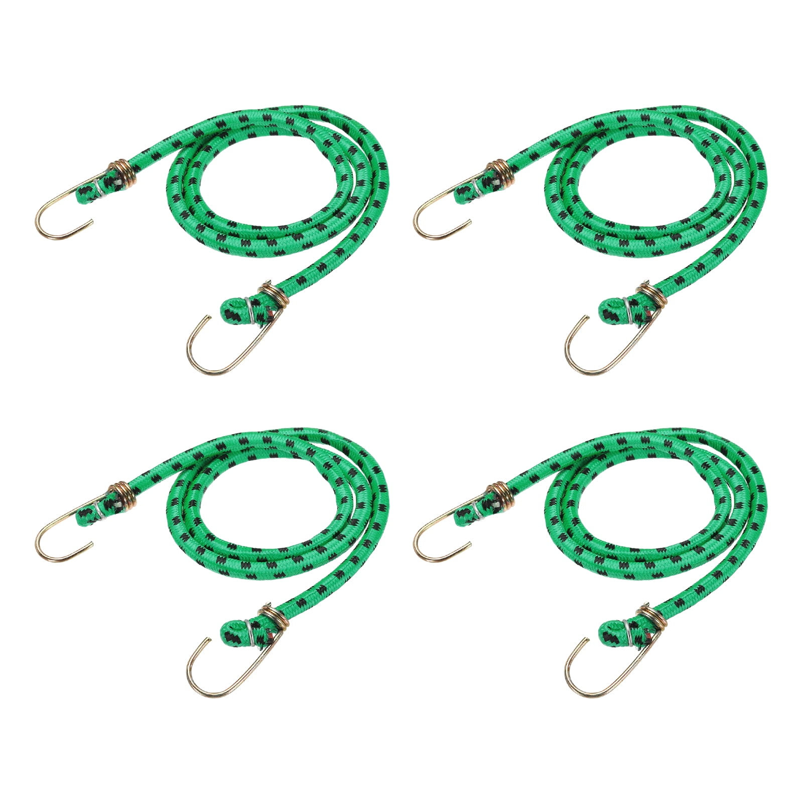 Uxcell 3/8" x 6.6ft Marine Grade Bungee Cord with Hooks, 4Pcs Rubber Heavy Duty Outdoor Elastic Straps Kayak Stretch String Rope for Securing Luggage Moving Cargo, Green