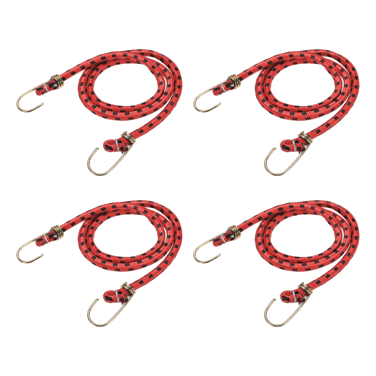 Uxcell 3/8" x 6.6ft Marine Grade Bungee Cord with Hooks, 4Pcs Rubber Heavy Duty Outdoor Elastic Straps Kayak Stretch String Rope for Securing Luggage Moving Cargo, Red