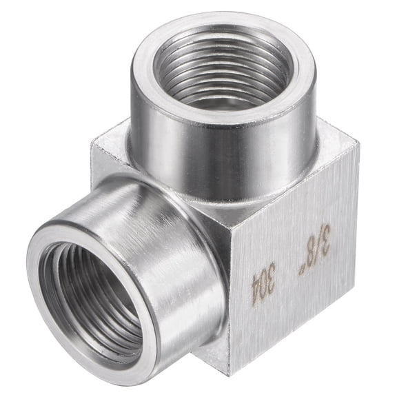 Uxcell 3/8BSPT Female Thread Stainless Steel Barstock Street Elbow Pipe Fitting