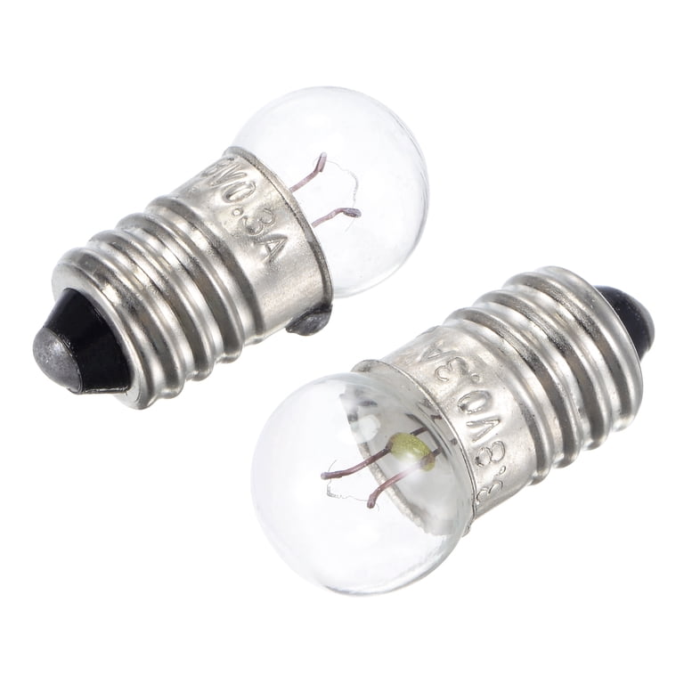 10-Pack E10 2.5V 0.5A DC Warm White Miniature Screw Base Bulbs – Floodlamp Style
