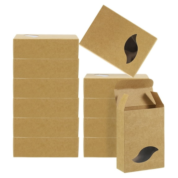 Uxcell 3.8x2.8x1.2" Paper Soap Box with Window, 20 Pack Soap Boxes Leaf Presents Packaging Boxes, Brown