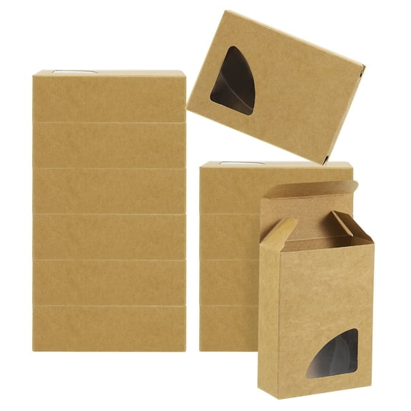 Uxcell 3.8x2.8x1.2" Paper Soap Box with Window, 20 Pack Soap Boxes Triangle Presents Packaging Boxes, Brown