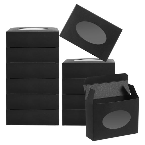 Uxcell 3.8x2.8x1.2" Paper Soap Box with Window, 40 Pack Soap Boxes Oval Packaging Boxes, Black