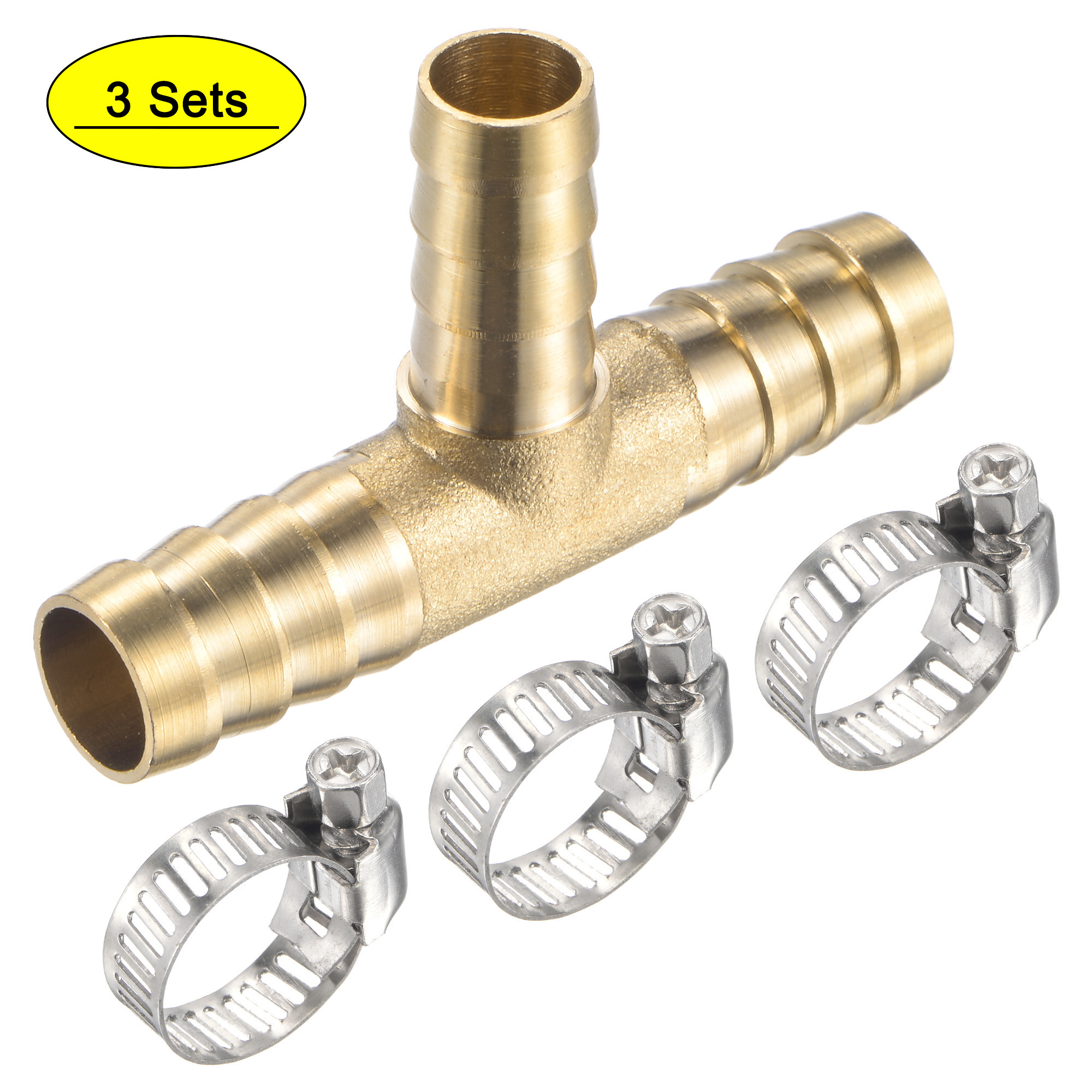 3pc Brass Hose Barb Fitting Adapter – 5/16 Barbed X 1/4 NPT Pipe Male