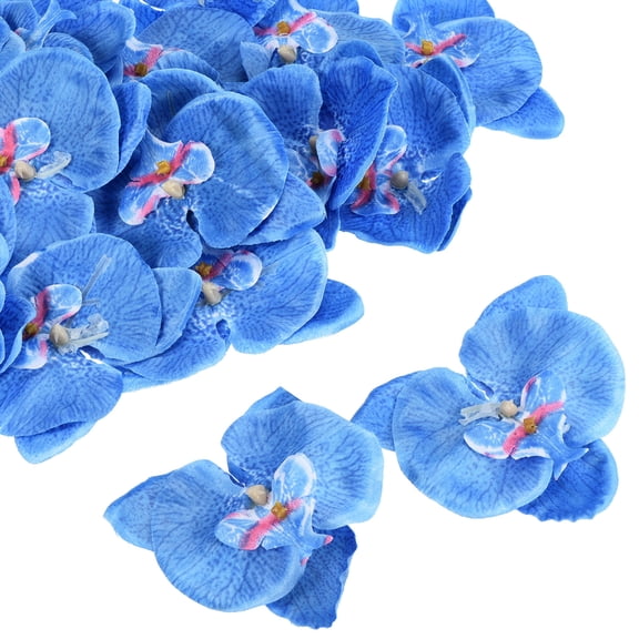 Uxcell 3.9" Artificial Silk Phalaenopsis Orchid Flower Heads for DIY Wedding Decor, Blue 20 Pack
