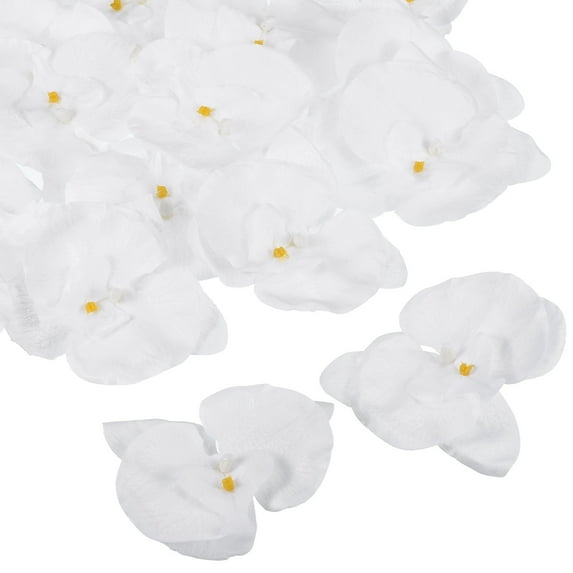 Uxcell 3.9" Artificial Silk Phalaenopsis Orchid Flower Heads for DIY Wedding Decor, Pure White 20 Pack