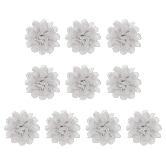 Uxcell 3.9" Chiffon Flowers Mesh Fabric Flowers Sewing Fabric Appliques Gray 10 Pcs