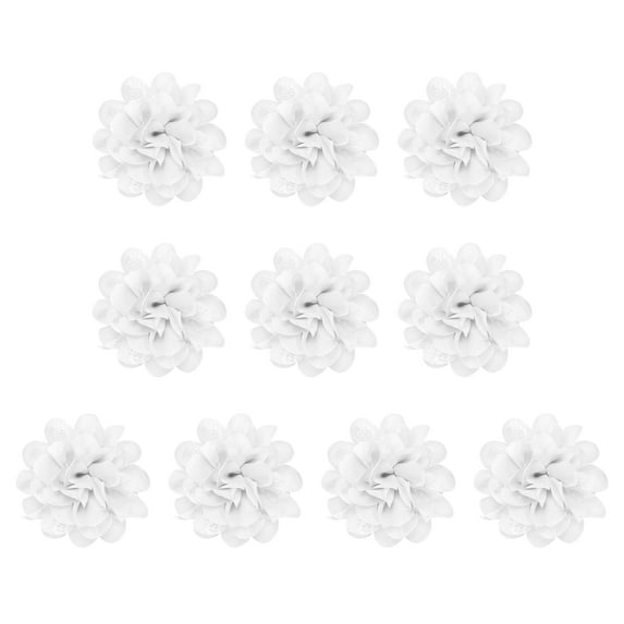 Uxcell 3.9" Chiffon Flowers Mesh Fabric Flowers Sewing Fabric Appliques White 10 Pcs