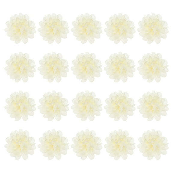 Uxcell 3.9" Chiffon Flowers Mesh Fabric Flowers Sewing Fabric Appliques for Craft Cream 20 Pcs