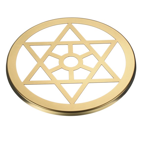 Uxcell 3.9 Inch Metal Round Flower Frog Lid Organizer Six-Pointed Star Pattern Gold Tone