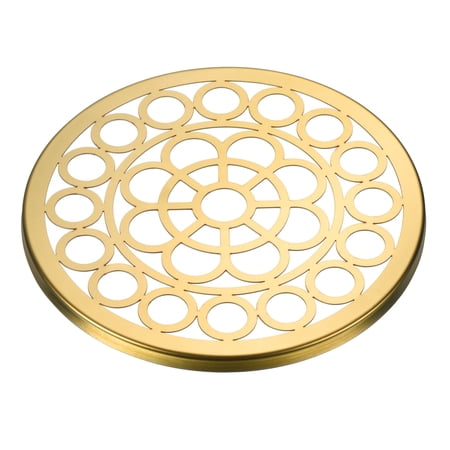 Uxcell 3.9 Inch Metal Round Flower Frog Lid Organizer Window Grilles Pattern Gold Tone