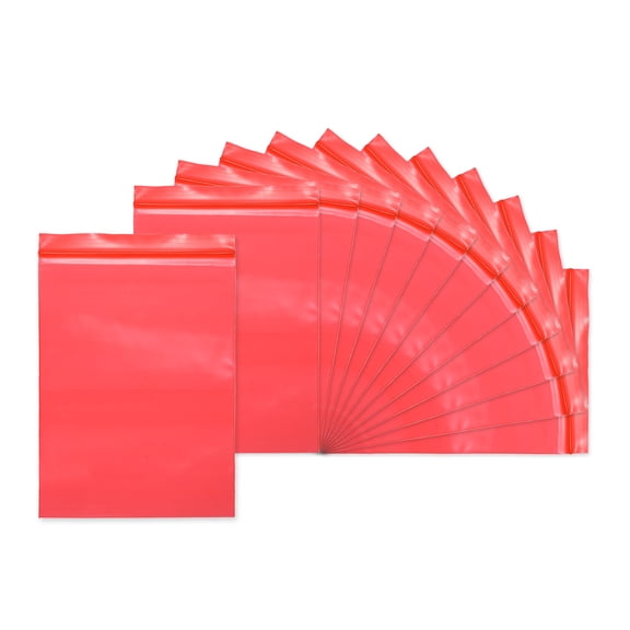 Uxcell 3.9"x5.9" Anti-Static Seal Top Plastic Bag, 100pcs Reclosable Poly Bags, Red