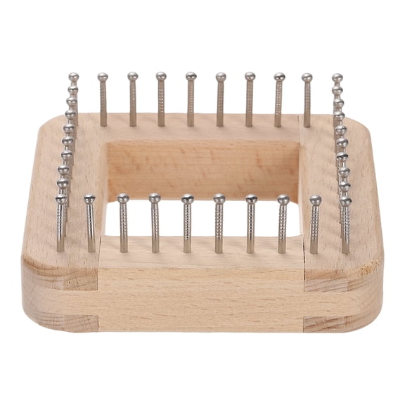 Uxcell 3.93"x3.93" Knitting Loom, Wooden Square Knitting Board Crochet Tool for Weaving Hats Scarves