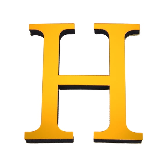 Uxcell 3.94 Inch 3D Acrylic Alphabet Mirror Wall Stickers Letter H Self Adhesive Letter Sign for Home Decoration Deep Gold
