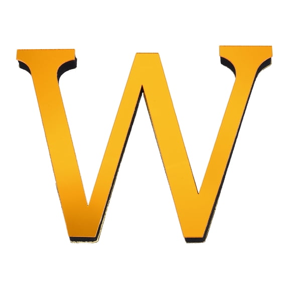 Uxcell 3.94 Inch 3D Acrylic Alphabet Mirror Wall Stickers Letter W Self Adhesive Letter Sign for Home Decoration Deep Gold