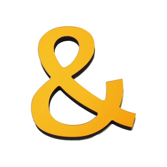 Uxcell 3.94 Inch 3D Acrylic Alphabet Mirror Wall Stickers Symbol & Self Adhesive Letter Sign for Home Decoration Deep Gold