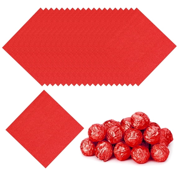 Uxcell Foil Candy Wrappers Chocolate Wrapping Paper, for Homemade Caramel DIY Candies Decoration Chocolate Cake Packaging Red 4x4 Inch