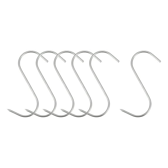 Uxcell 3.94" Meat Hooks, 0.12" Thick Stainless Steel S-Hook, Meat Processing Hanging 6Pack