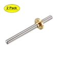 thumbnail image 1 of Uxcell 3.94''x0.08''x0.08'' Screw Rod with Copper Nut for 3D Printer  Stainless Steel Silver Tone 2pcs, 1 of 5