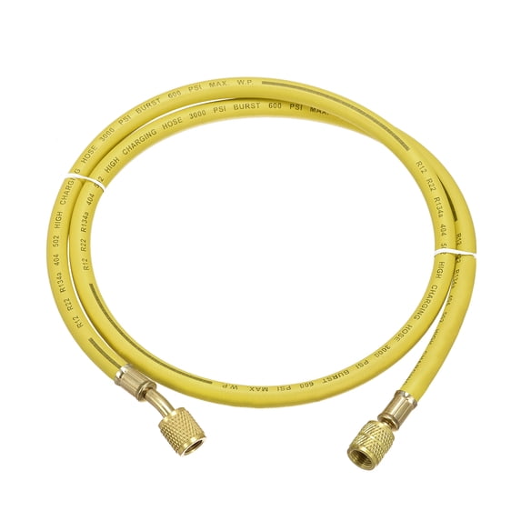 Uxcell 3.94ft 1/4 SAE Thread 600PSI Refrigeration Charging Hose Tube Rubber Yellow