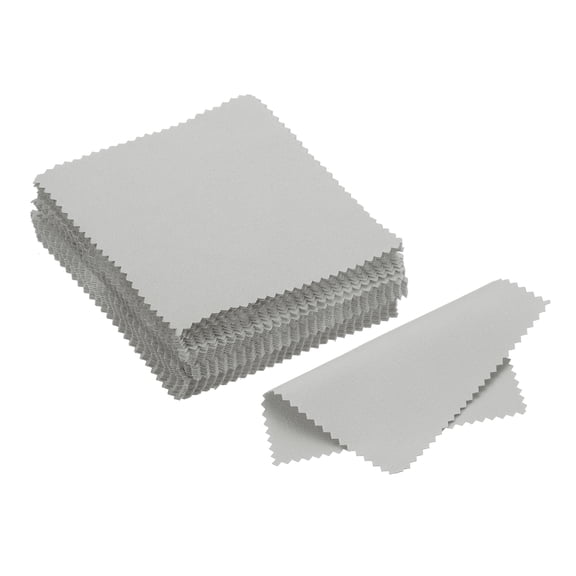 Uxcell 3.94x3.94" Jewelry Cleaning Cloth, 50Pcs Double-Sided Microfiber Polishing Cloth Gray