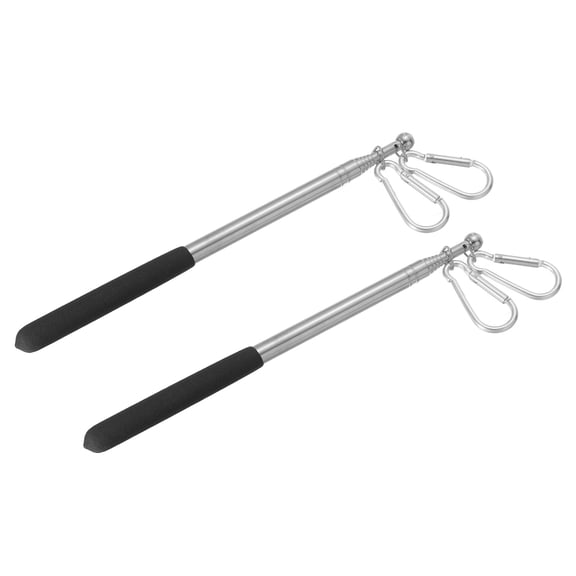 Uxcell 3.9ft Telescopic Handheld Flagpoles Tour Guide Flag Pole with Clips for Teaching Black, 2 Pack