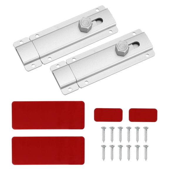 Uxcell 3.9inch 2Pcs Sliding Door Hasp Latch Lock with Screws for Doors, Silver Tone
