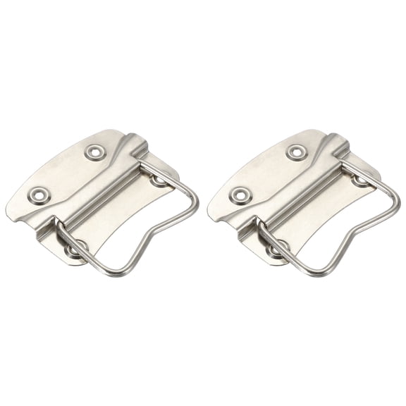 Uxcell 3.9inch Spring Loaded Handle, 2 Pcs Folding Heavy Duty Toolbox Pull Chest Handles Surface Mount Folding Grip for Toolbox Chest Case Crates Storage Boxes, Silver Tone