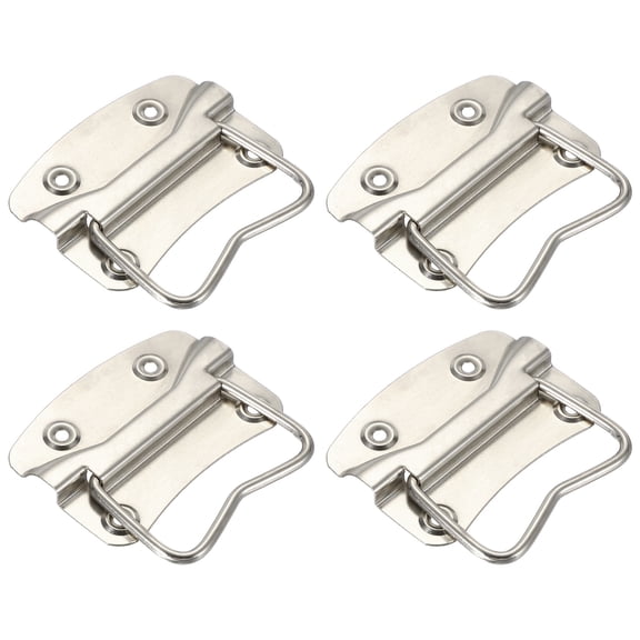 Uxcell 3.9inch Spring Loaded Handle, 4 Pcs Folding Heavy Duty Toolbox Pull Chest Handles Surface Mount Folding Grip for Toolbox Chest Case Crates Storage Boxes, Silver Tone