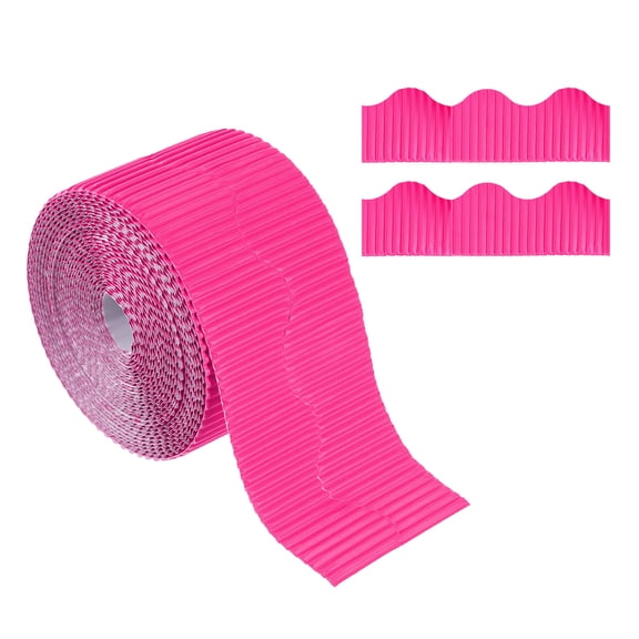 Uxcell 3.9inch x 49.2ftBulletin Board Border Scalloped Trim Paper for Locker Classroom Decor Rose Red