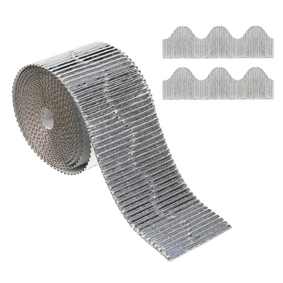 Uxcell 3.9inch x 49.2ftBulletin Board Border Scalloped Trim Paper for Locker Classroom Decor Silver