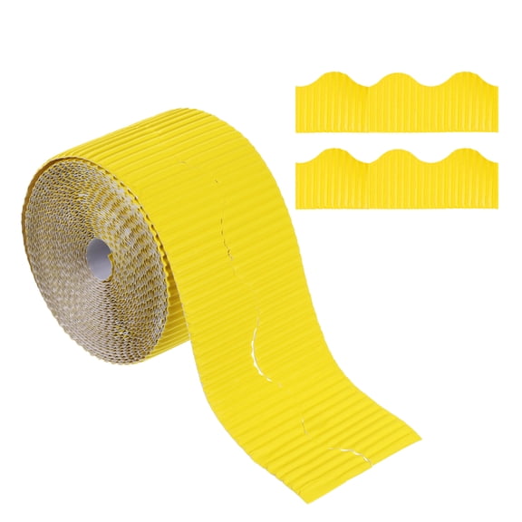 Uxcell 3.9inch x 49.2ftBulletin Board Border Scalloped Trim Paper for Locker Classroom Decor Yellow