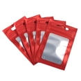 thumbnail image 1 of Uxcell 3.9x2.4" Holographic Bags, 100 Pack Aluminized Plastic Resealable Storage Bags for Small Things, Red, 1 of 5