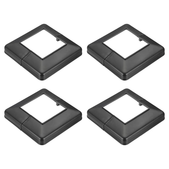 Uxcell 3.9x3.9 Inches Post Sleeve, Plastic Post Base Cover Column Wraps - 4pcs (Black)