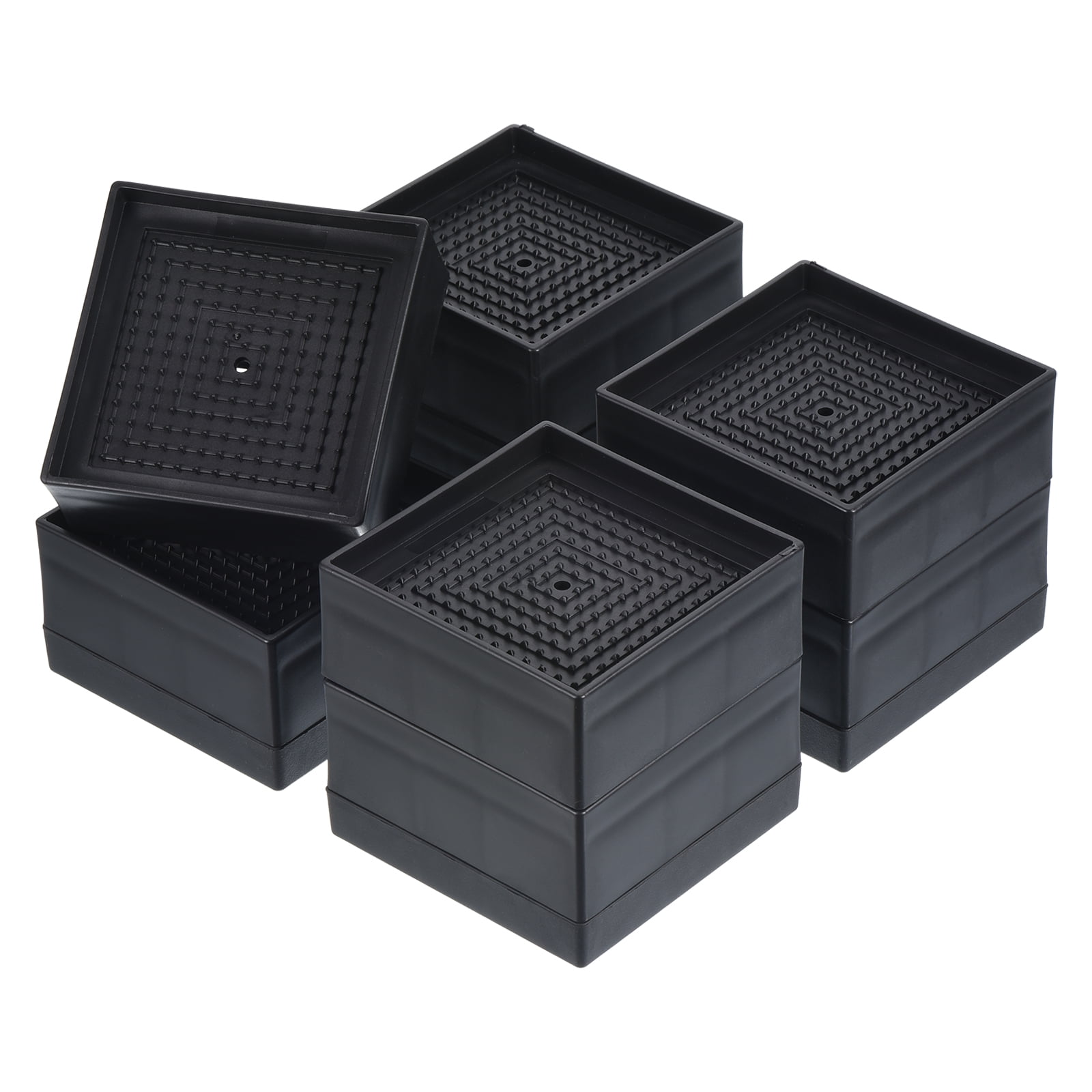 Black Heavy Duty Adjustable Plastic Bed Risers, Set of 4